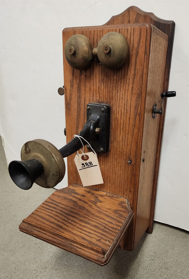 Vintage Oak Wall Phone 23 1/2"H X 8"W X 12"D (1 of 5)