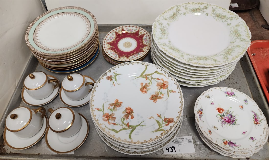 Tray Dishes- 9 Limoges 9 1/2" Diam, 10 Limoges 8" Diam Etc: Tray Dishes- 9 Limoges 9 1/2" Diam, 10 Limoges 8" Diam Etc