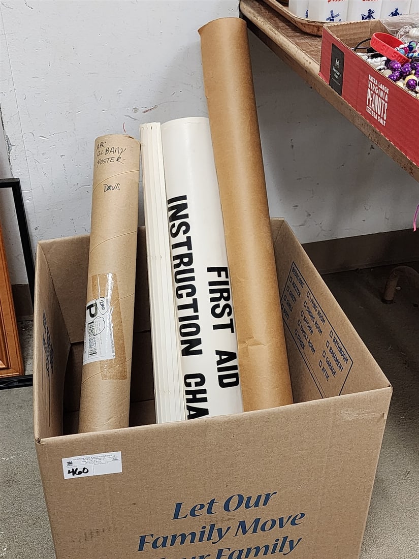 Bx Unframed Items- 1953 15 First Aid 40" X 28" Instruction Charts, Litho Pencil Sgnd Alexander Ross, (1 of 13)