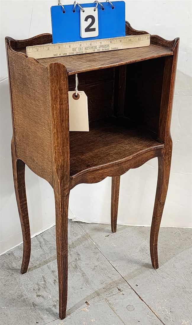 Louis XV Style Oak and Walnut Night Table 20"H X 13 1/2"W X 9"D (1 of 2)