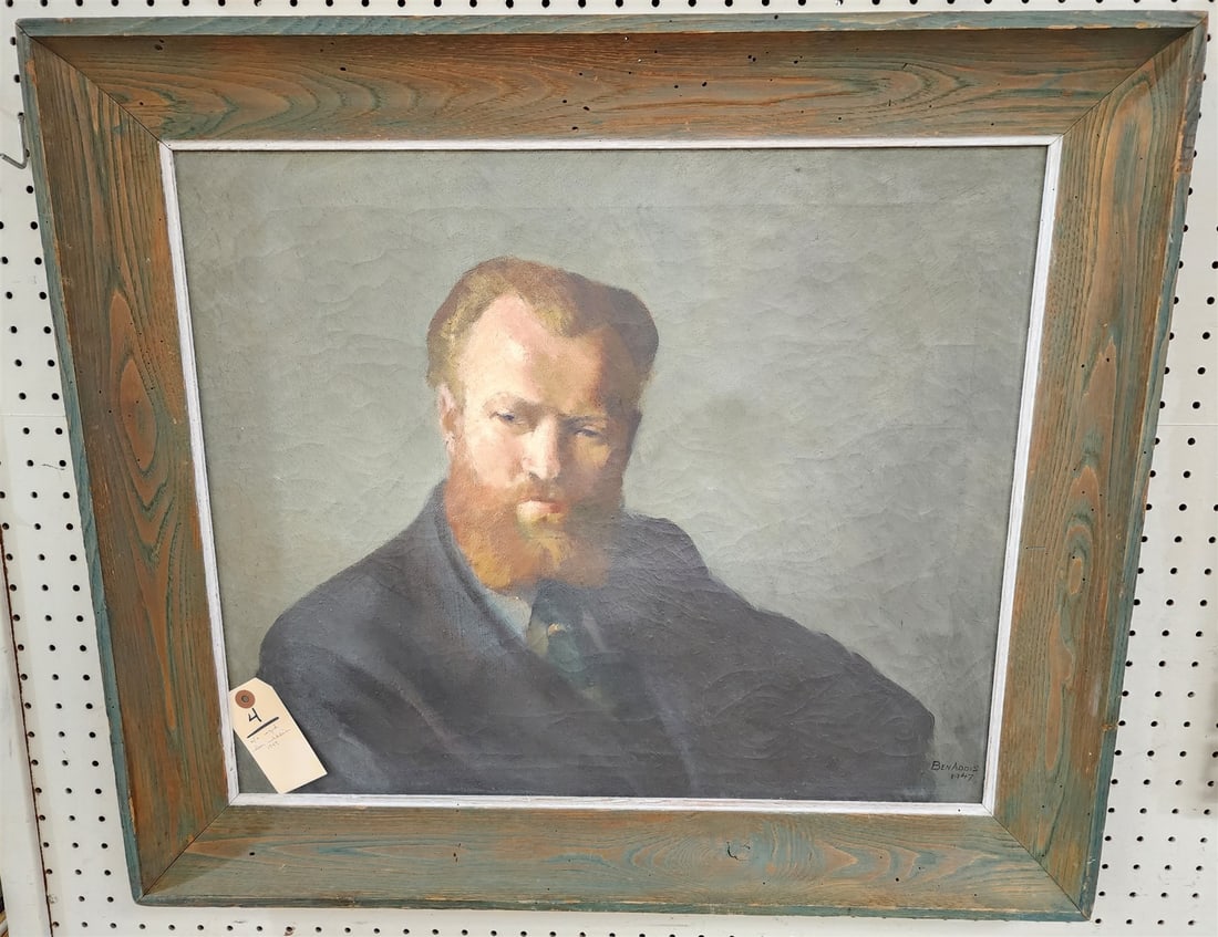 Framed O/C Of A Gent Signed Ben Addis 1947 23" X 20" w/ Frame 29 1/2" X 25 1/2" (1 of 3)