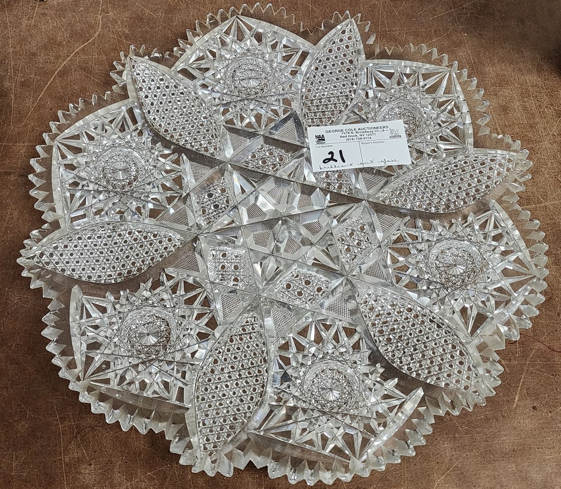 Brilliant Cut Glass Charger 1 1/2"H X 14" Diam: Brilliant Cut Glass Charger 1 1/2"H X 14" Diam