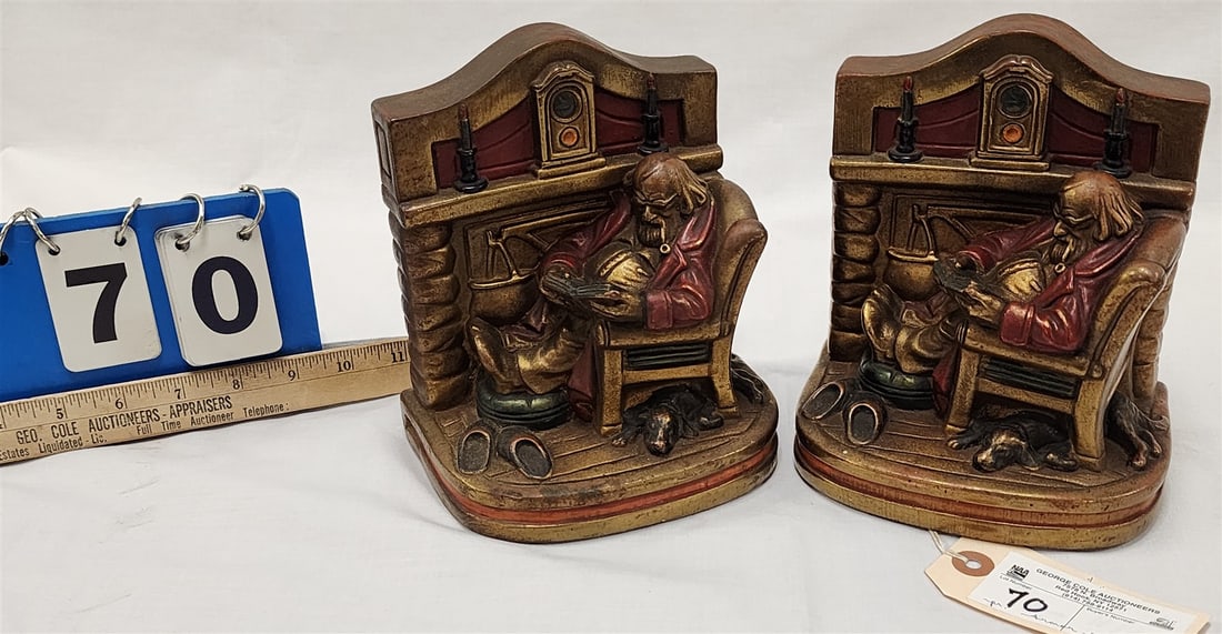 Pair Armor Bronze Book Ends 7"H X 6"W X 4 1/2"D (1 of 3)