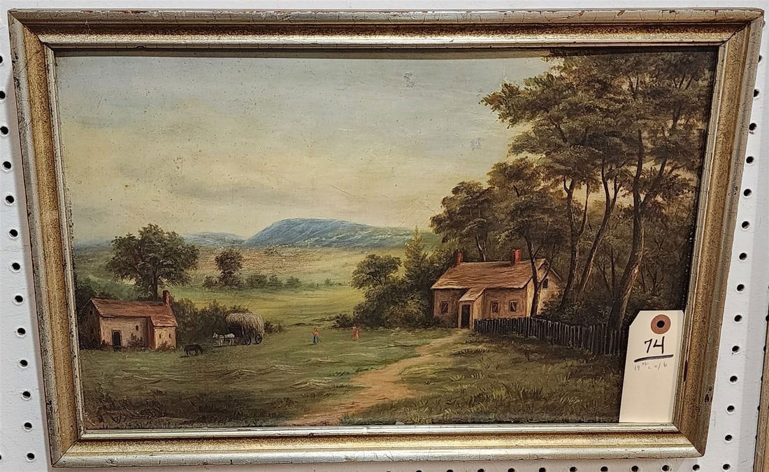 Framed 19th C O/B landscape 12" X 18 1/2" (1 of 2)
