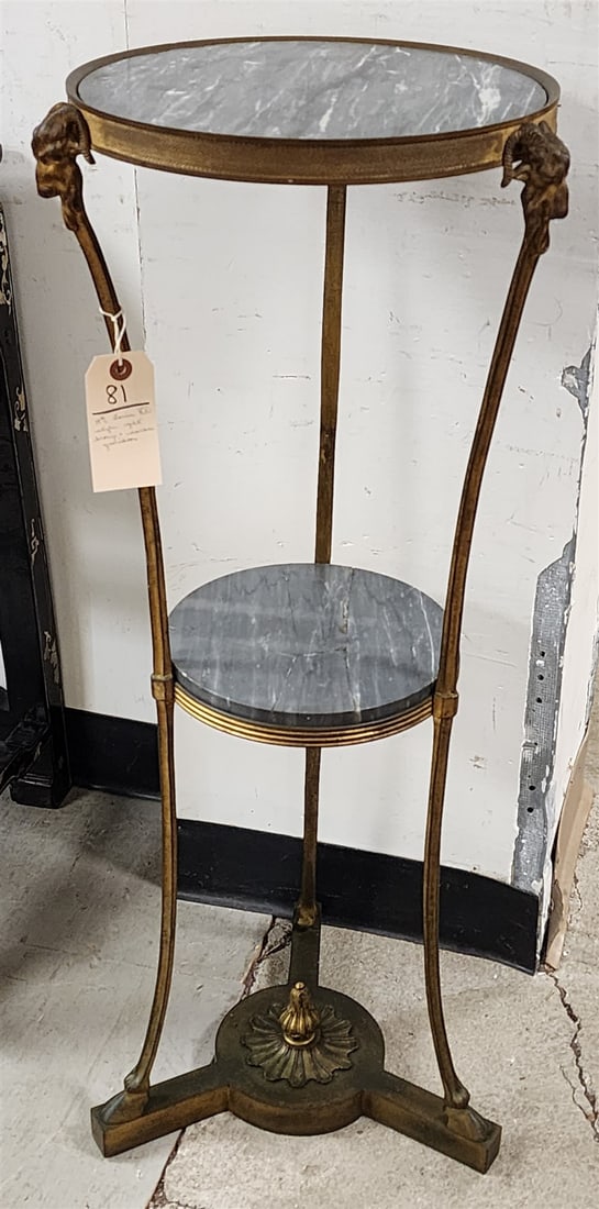 19th C Gilt Bronze And Marble Louis VXI Style Gueridon 34 1/2"H X 12 1/2" Diam (1 of 2)