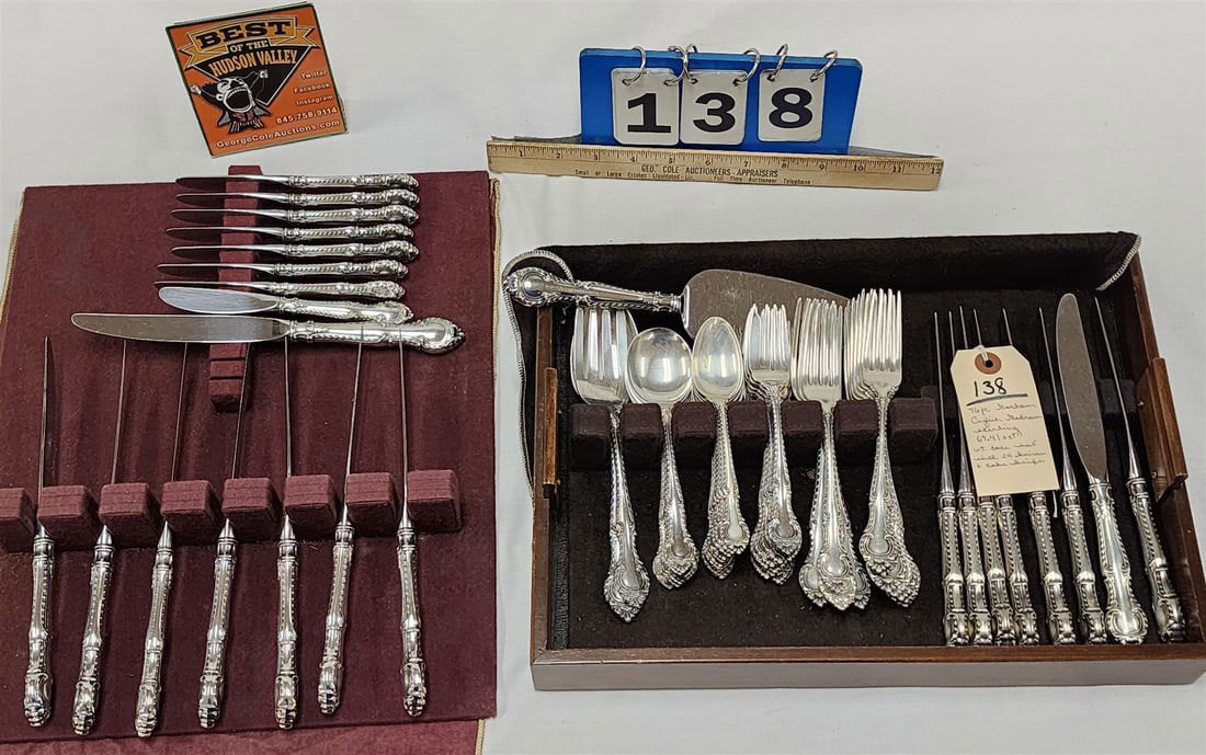 76 Piece Gorham "English Gadroon" Sterling Flatware Set 69.41 Ozt Wt. Does Not Incl 24 Knives + 1 (1 of 7)