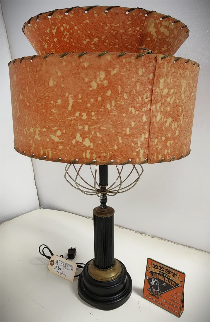 Mid Century Brass Table Lamp w/ Original Shade 26" (1 of 6)
