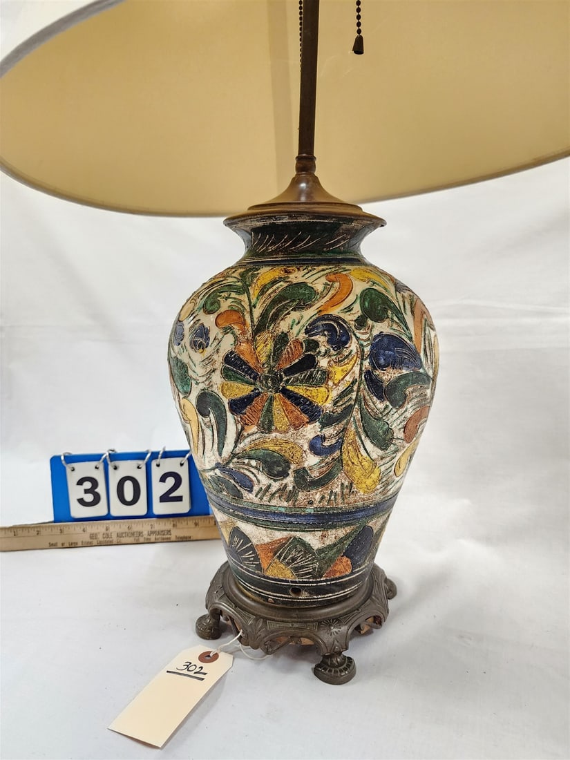 Glazed Pottery Lamp 30" (1 of 3)