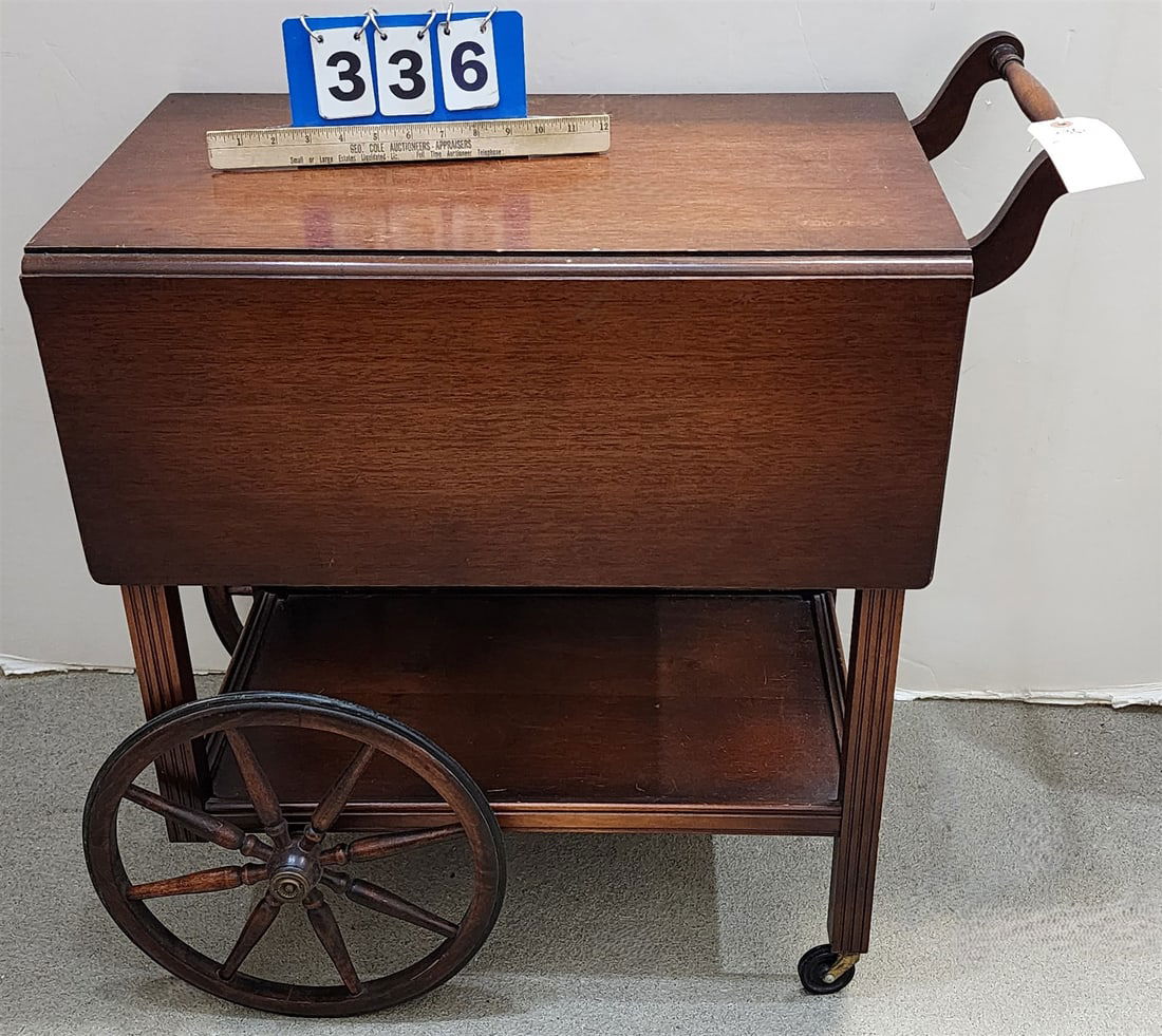 Mahogany Drop Leaf Tea Cart 28 1/2"H X 25"W X 16"D (1 of 3)