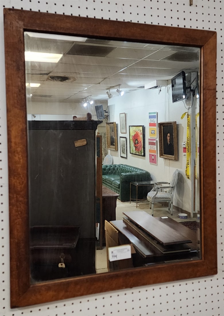 Birdseye Maple Framed Bevelled aMirror 33 1/2" X 28" (1 of 1)