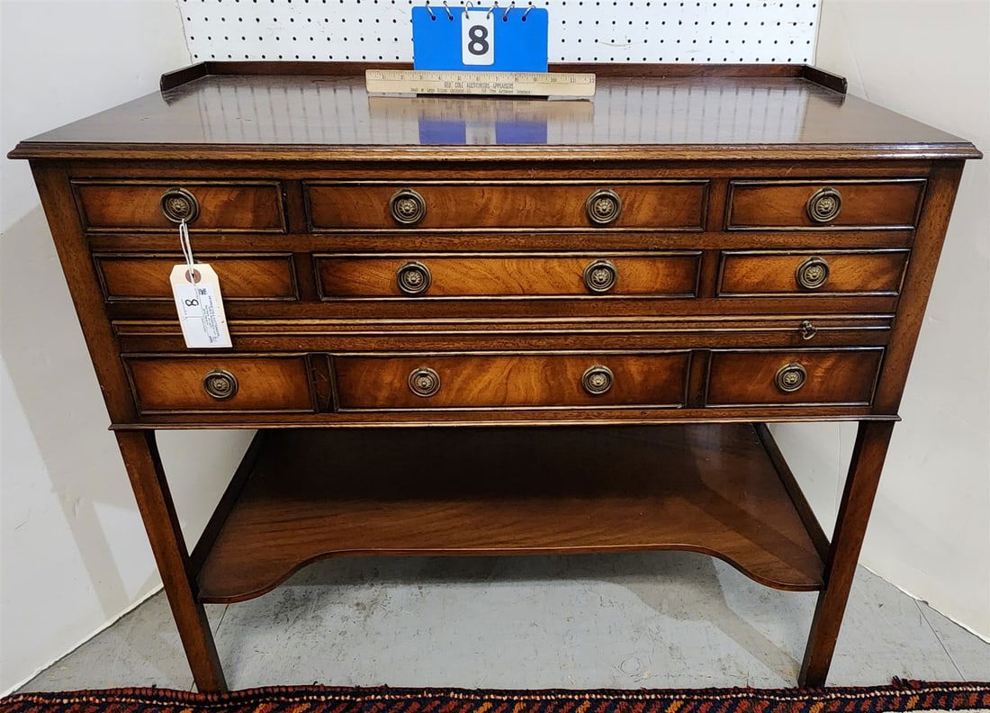 Mahog 7 Drawer Silver Chest W/ Pull Out Shelf 33 1/2"H X 38"W X 20"D (1 of 6)