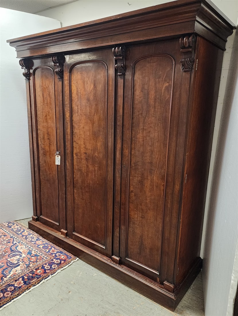19th C English Mahog 3 Door Armoire 6'11"H X 75"W X 24 1/2"D: 19th C English Mahog 3 Door Armoire 6'11"H X 75"W X 24 1/2"D
