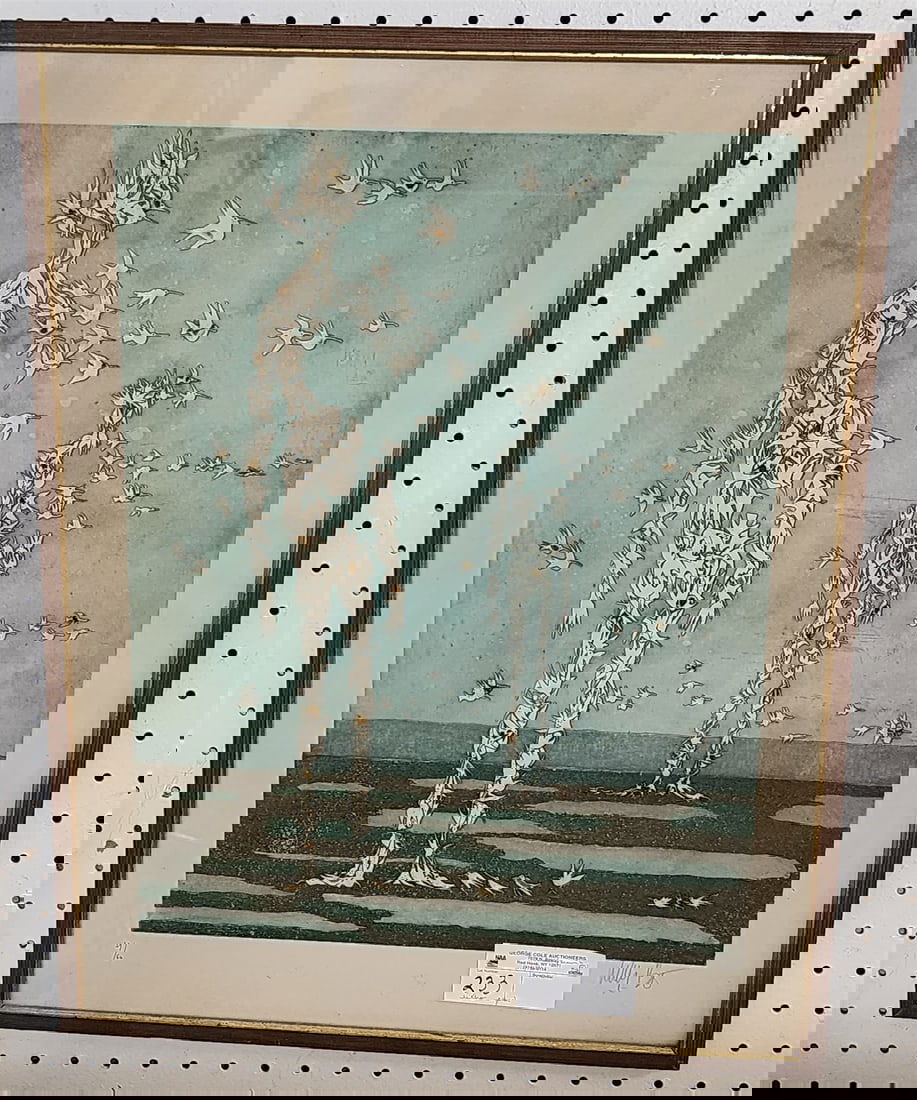 Framed Litho Abstract Pencil Sgnd 39/60 23" X 17 1/2" (1 of 3)