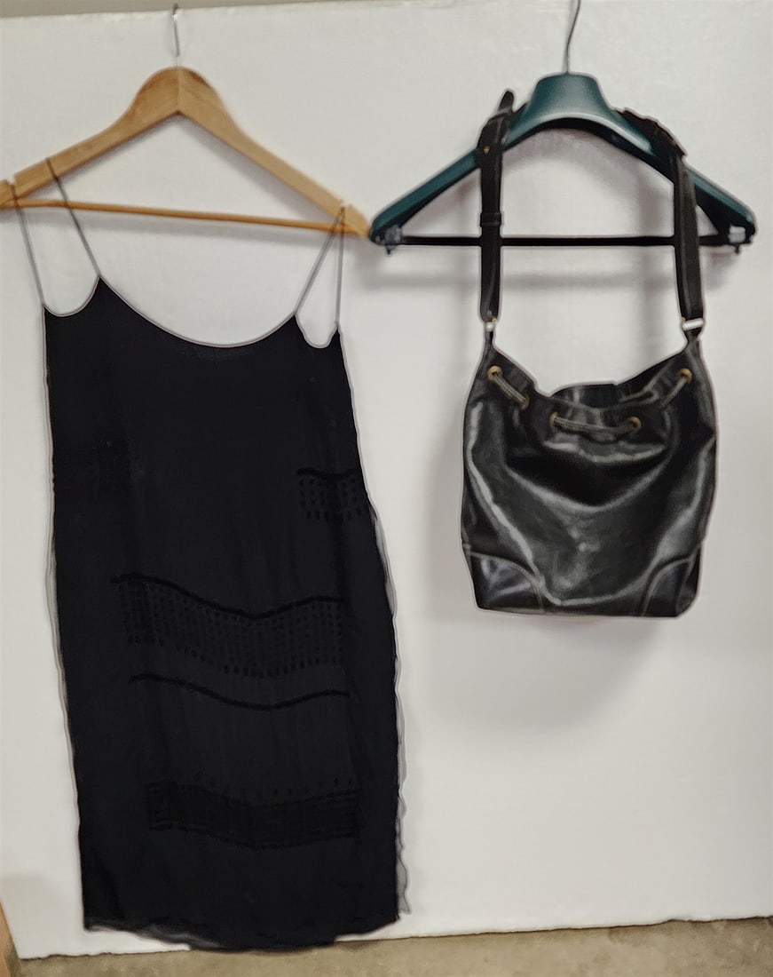 Prada Leather Bag + Calvin Klein Beaded Dress: Prada Leather Bag + Calvin Klein Beaded Dress