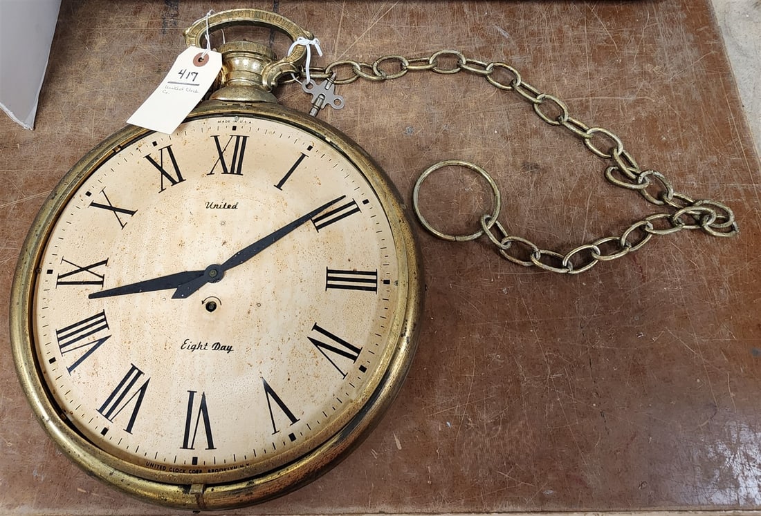 Brass United Clock Co Wall Clock 13 1/2" Diam (1 of 3)