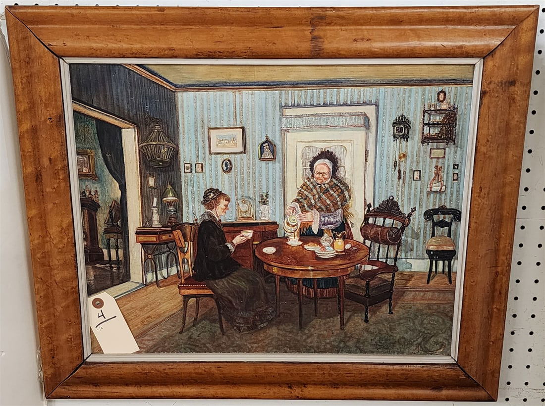 Framed O/C Interior 16"X  20" W/ Birdseye Maple Frame 21" X 25" (1 of 2)