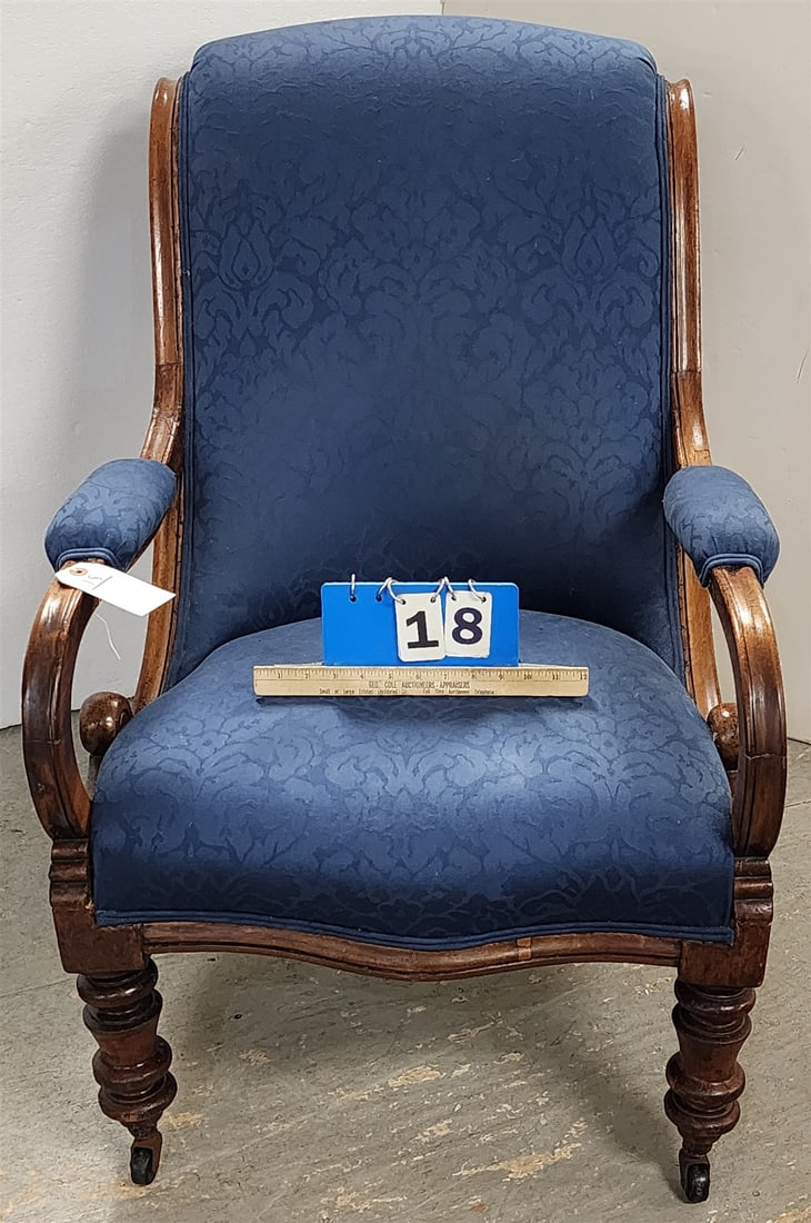 Empire Mahog Uphols Armchair 36"H X 24 1/2"WW X 20 1/2"D (1 of 5)