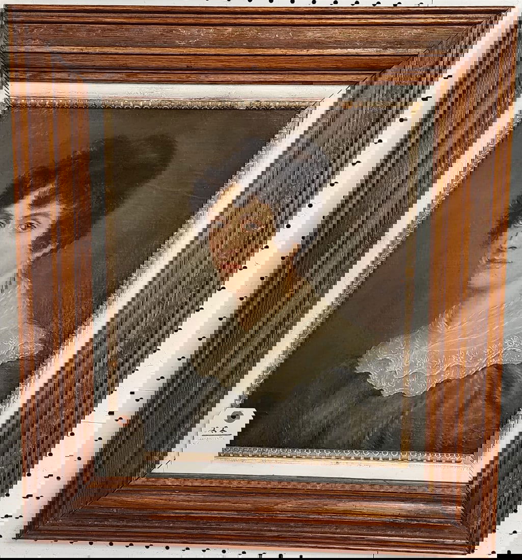 Framed Early 19thC O/C Portrait Of A Woman 17" X 14" W/ Frame 25 3$" X 22 3/4" (1 of 1)