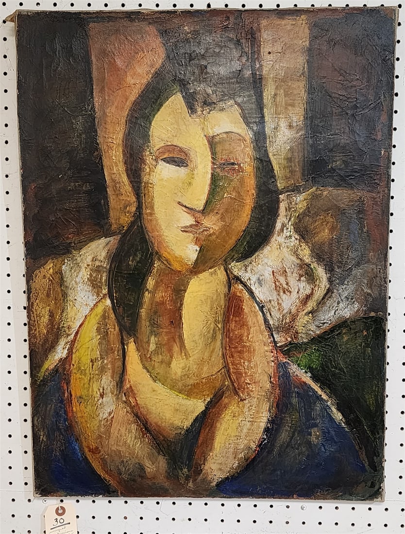 Unframed O/C Portrait Of A Roman Woman Unsgnd Bob Guccione 28 3/4" X 21 1/4" Pictured In The Butler (1 of 3)