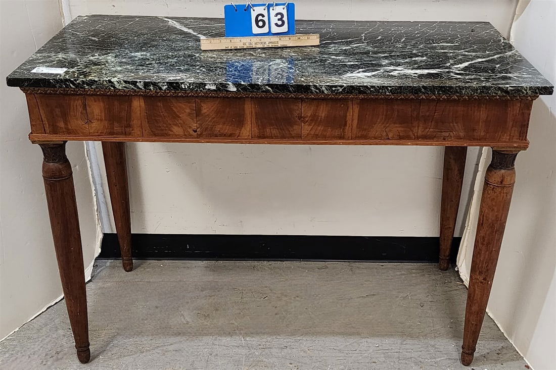 19th C Walnut Base Marble Top Console Table 33 1/2"H X 47"W X 24"D (1 of 3)