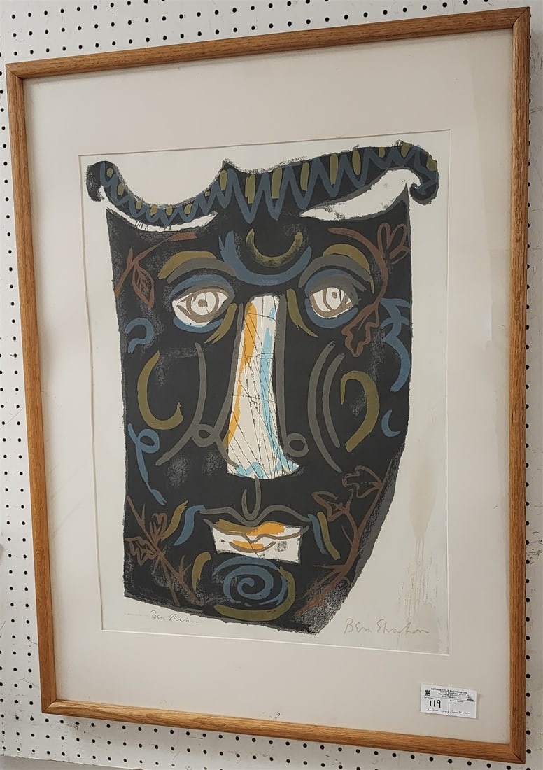 Framed Litho Sgnd Ben Shahn 26 1/2" X 19 1/2" A. Manaranche Litho W/ Frame 36 1/2" X 27 1/2" (1 of 3)