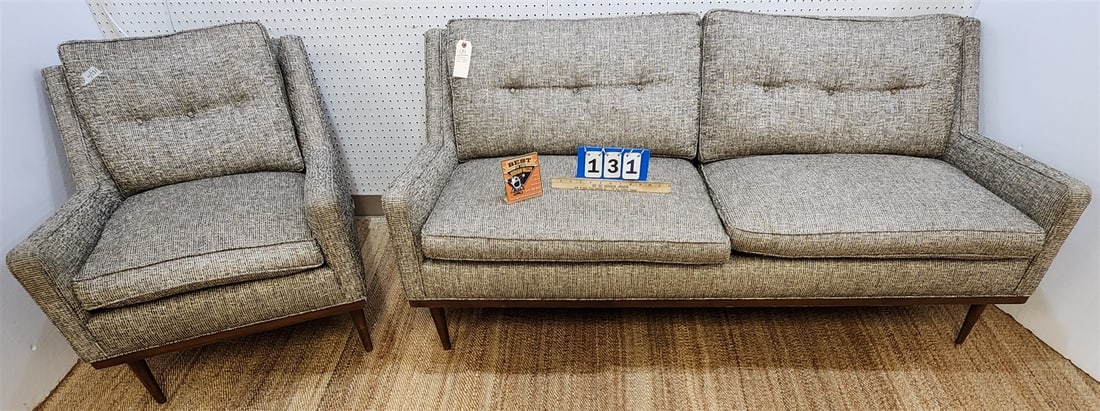 School House Elec + Supply Co Mid Century sofa29.5"hx5'4"w x20"d & armchair30"h26.5"w x20"d: School House Elec + Supply Co Mid Century sofa29.5"hx5'4"w x20"d & armchair30"h26.5"w x20"d