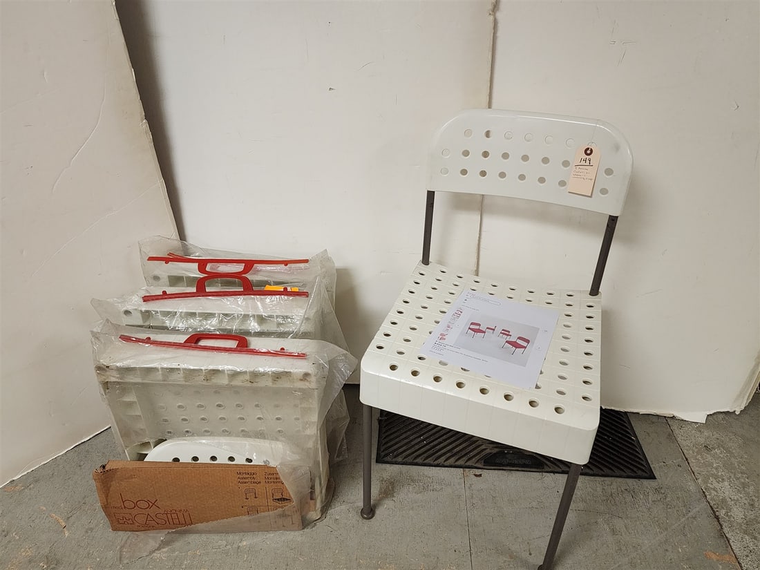 Lot 4 Mod Bx Anonima Castelli Italy Chairs 1 Is Missing 2 Legs (1 of 4)