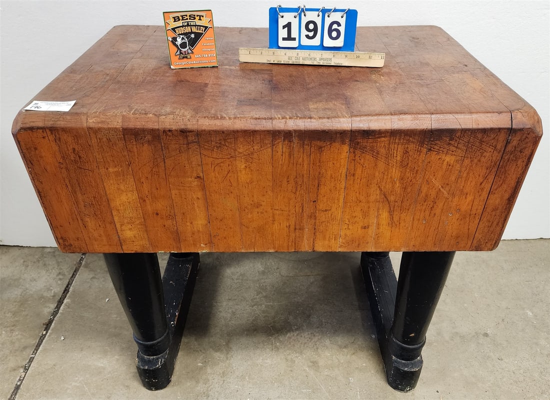 Butcher Block Table 32 1/2"H X 35"W X 24"D: Butcher Block Table 32 1/2"H X 35"W X 24"D