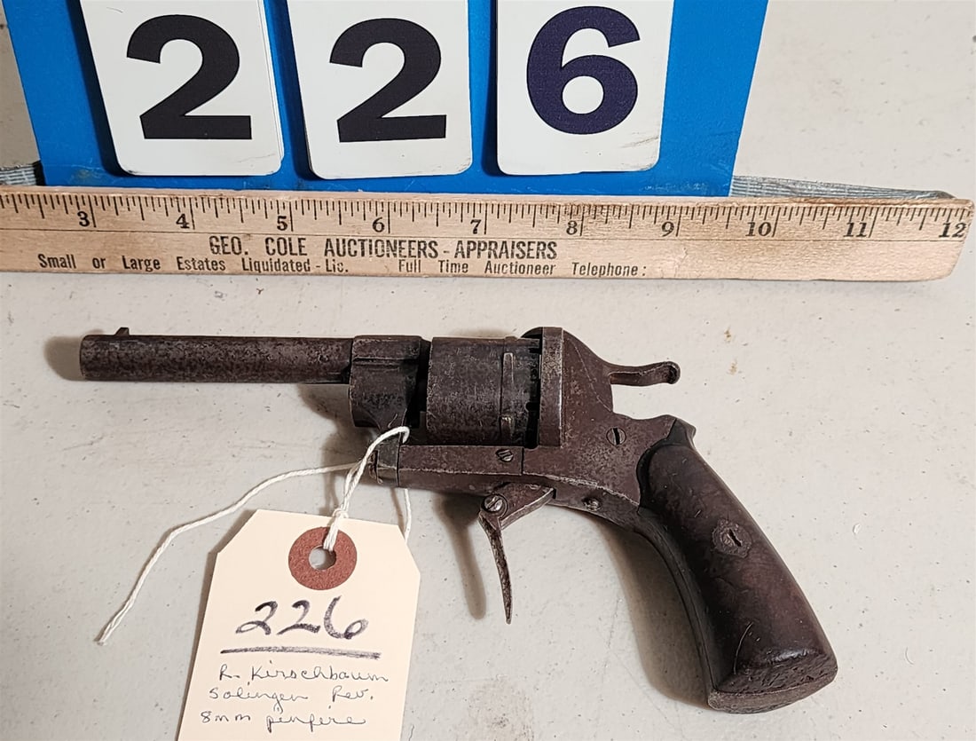 R. Kirschbaum/Solingen Rev 8mm Pinfire - READ DESCRIPTION!: R. Kirschbaum/Solingen Rev 8mm Pinfire This Lot Requires A Background Check, There is a Charge for the background check and other important information as listed below. The successful bidder on this l