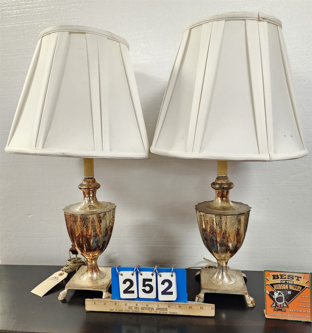 Pr Silverplate Urn Lamps 26" (1 of 5)