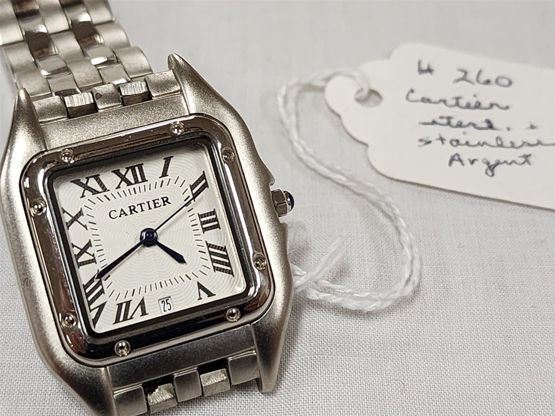 Cartier Sterl + Stainless Argent Wrist Watch 6038818 W/ Date (1 of 7)