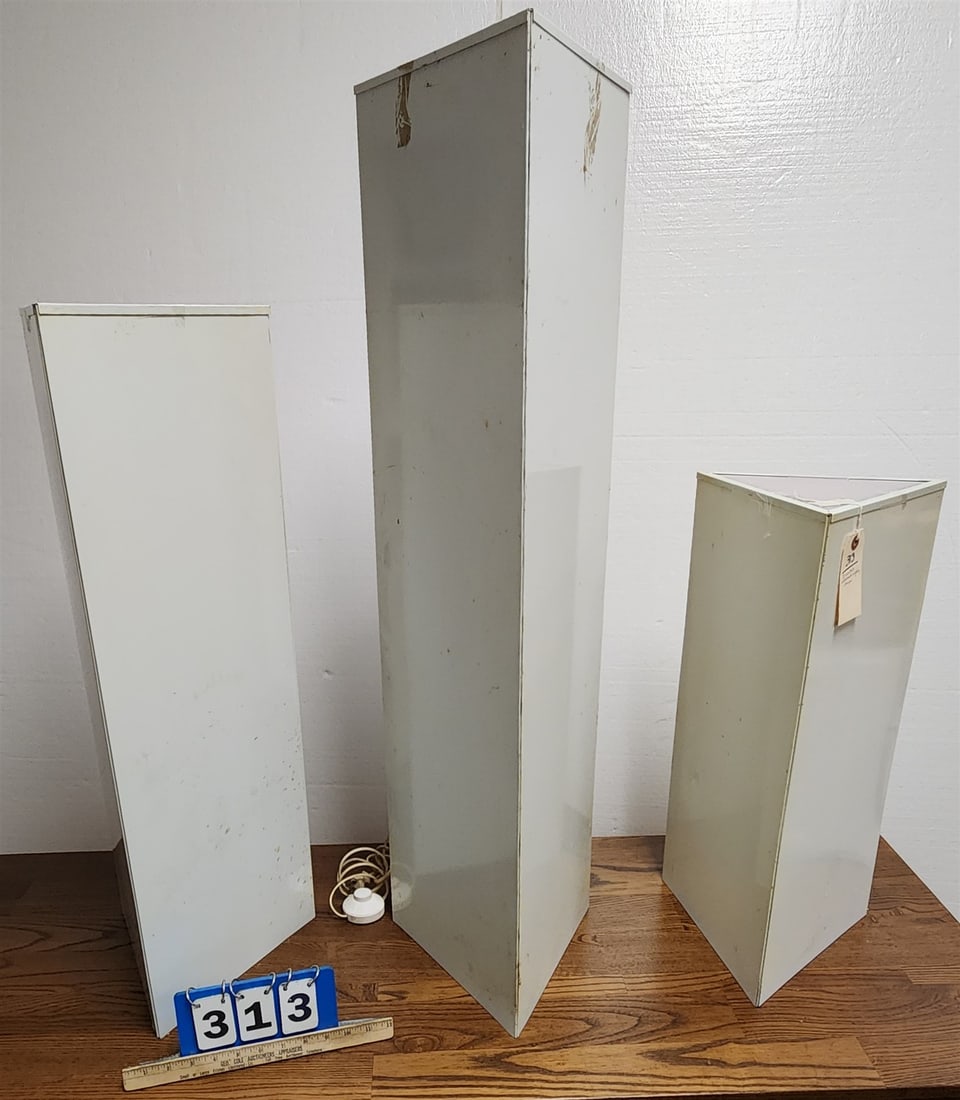Lot 3 Metal Triangular Indirect Lighting Lamps 40"H X 11", 32"H X 11" + 24" X 11" (1 of 6)