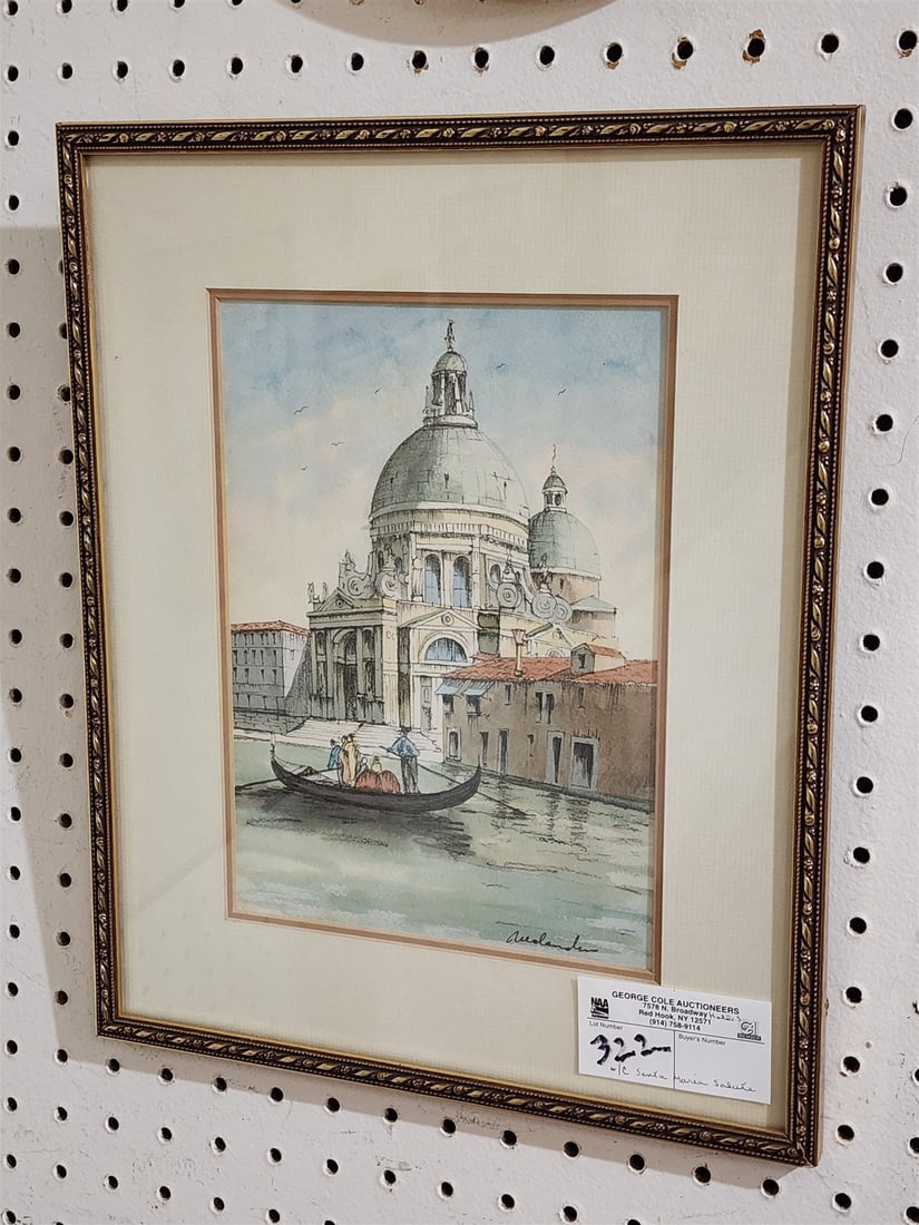 Framed W/C Basilica Santa Maria Della Salute Sgnd 9 1/2" X 6 1/2" W/ Frame 20" X 26 1/2" (1 of 1)