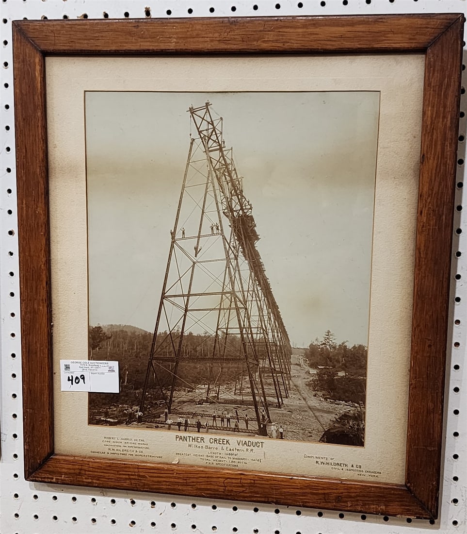 Framed Photo Panther Creek Viaduct Wilkes-Barre+ Eastern RR 15 1/2" X 13" W/ Frame 21 1/2" X 19 1/2": Framed Photo Panther Creek Viaduct Wilkes-Barre+ Eastern RR 15 1/2" X 13" W/ Frame 21 1/2" X 19 1/2"