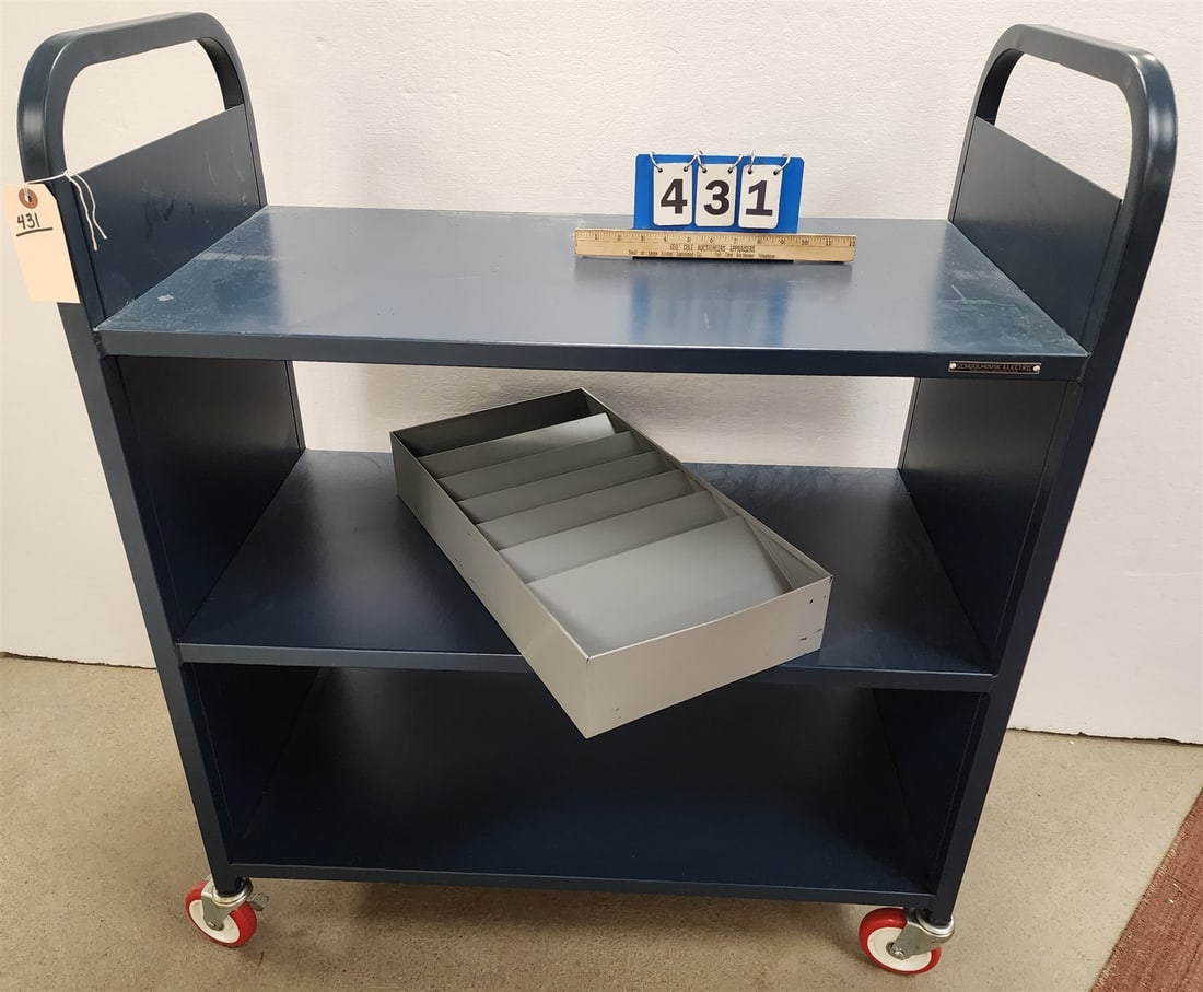 Metal Rolling 3 Tier Cart 43"H X 3'W X 18"D (1 of 1)