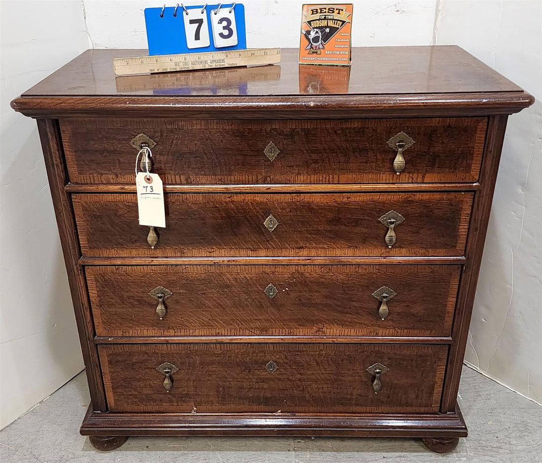 English Oak 4 Drawer Chest 30 1/2" H X 32" X 16"D (1 of 5)