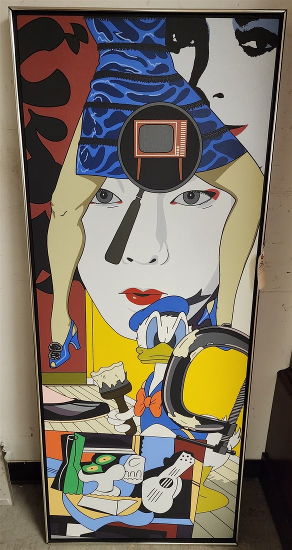 Framed Acrylic On Canvas "Delayed Reaction" Sgnd Roger Schimumura 60" X 24" 1986 (1 of 3)