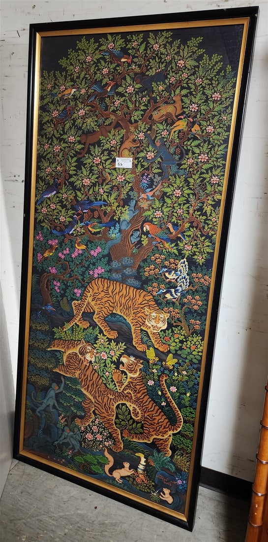 Indo Ptg On Paper Sgnd 6'2" X 32 1/2" W/ Frame 6'6" X 36 1/2" (1 of 2)