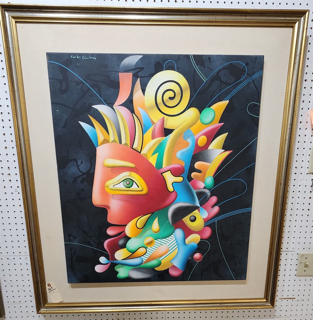 Framed O/C Abstract Sgnd Yankel Ginsberg 30" X 34" W/ Frame 45" X 41" (1 of 4)