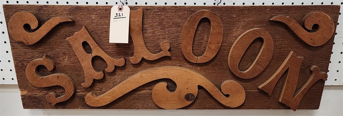 Folk Art Wooden Saloon Sign 11" X 33 1/2": Folk Art Wooden Saloon Sign 11" X 33 1/2"
