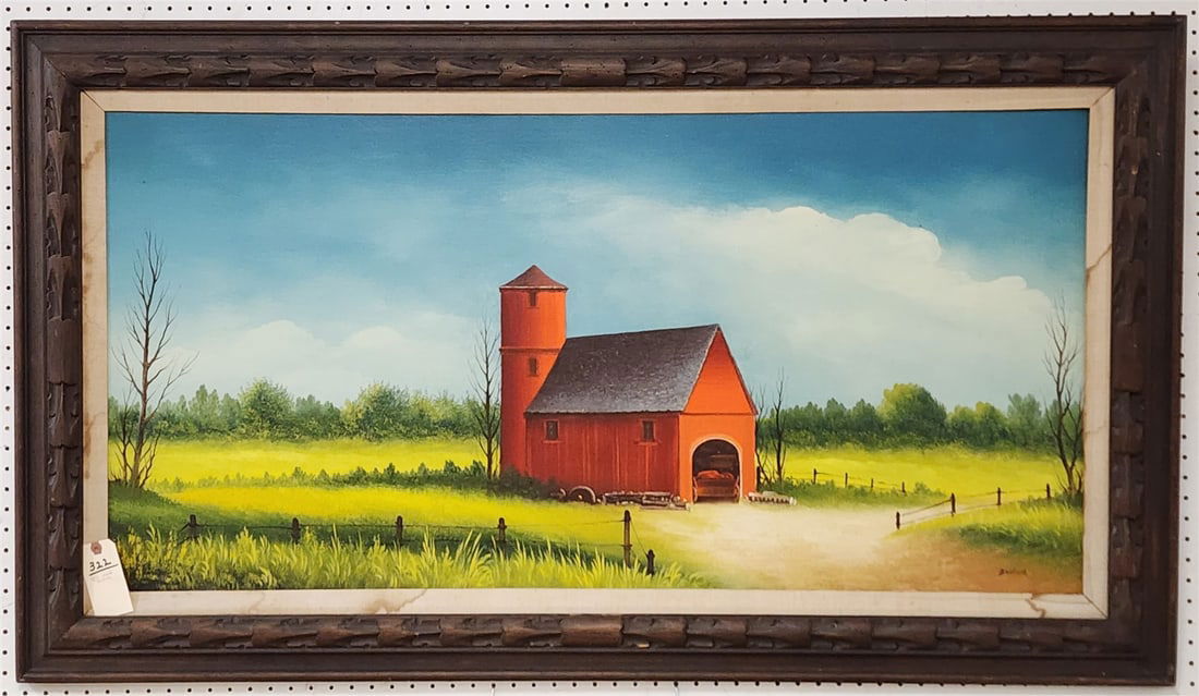 Framed O/C Landscape W/ Barn Sgnd Bodun 24" X 48" W/ Frame 32 1/2" X 56" (1 of 3)