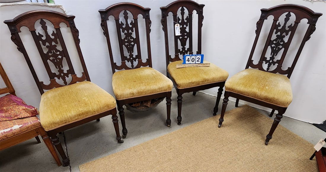 Set 4 C 1860 Walnut Dining Chairs 38 1/2"H X 20"W X 17"D (1 of 3)