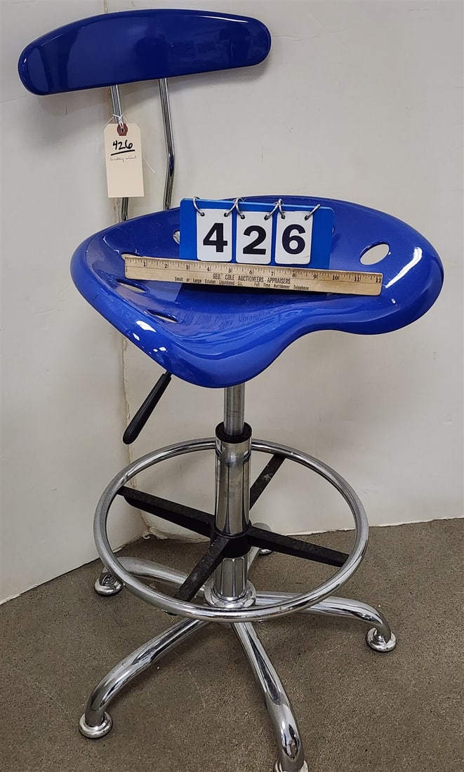 Bradley Tractor Seat Chrome Base Stool 35 1/2"H X 17"W X 14"D (1 of 3)