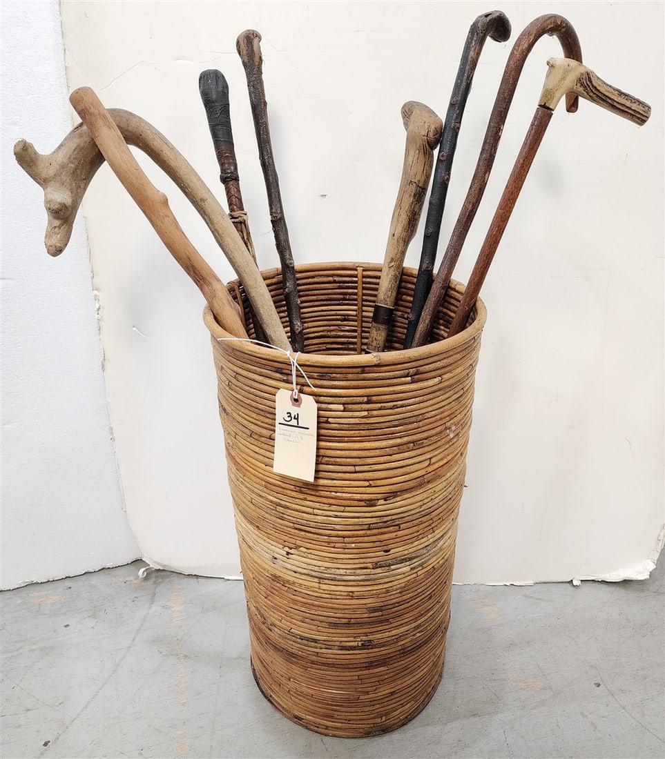 Bamboo Umbrella Stand 2'H X 12 3/4" Diam W/ 8 Canes (1 of 2)