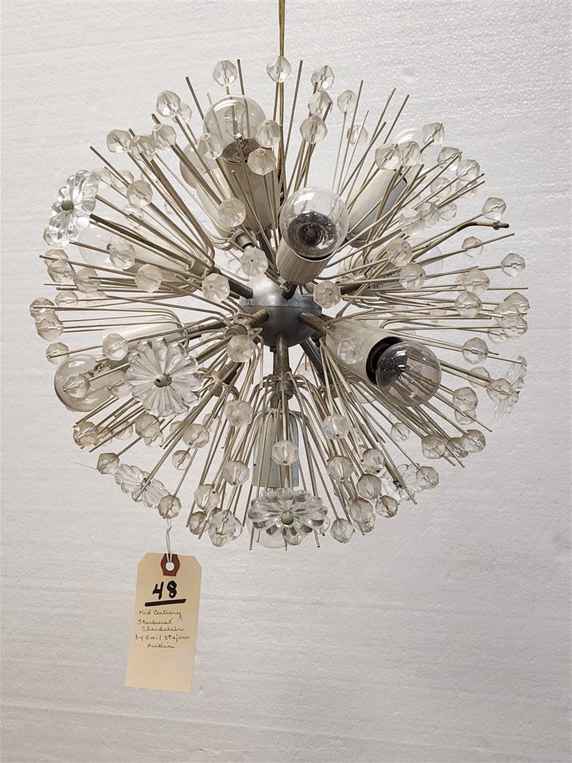 Mid Century Starburst Chandelier By Emil Stejnar, Austria 13" Diam (1 of 3)
