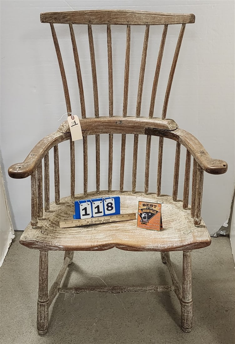 18th C Windsor Arm Chair 43"H X 28"W X 15 3/4"D (1 of 3)
