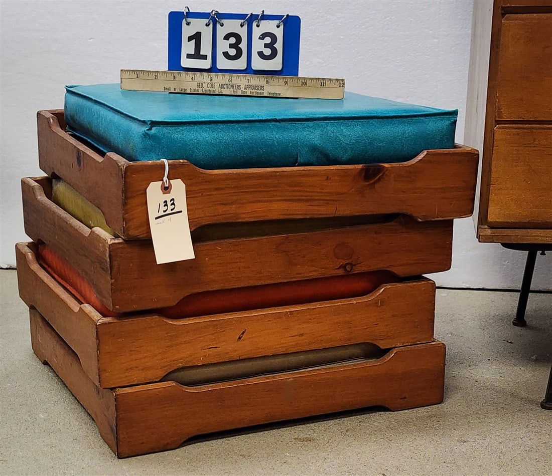 Set 4 Stackable Stools 5 1/2"H X 19" Sq Ea (1 of 4)