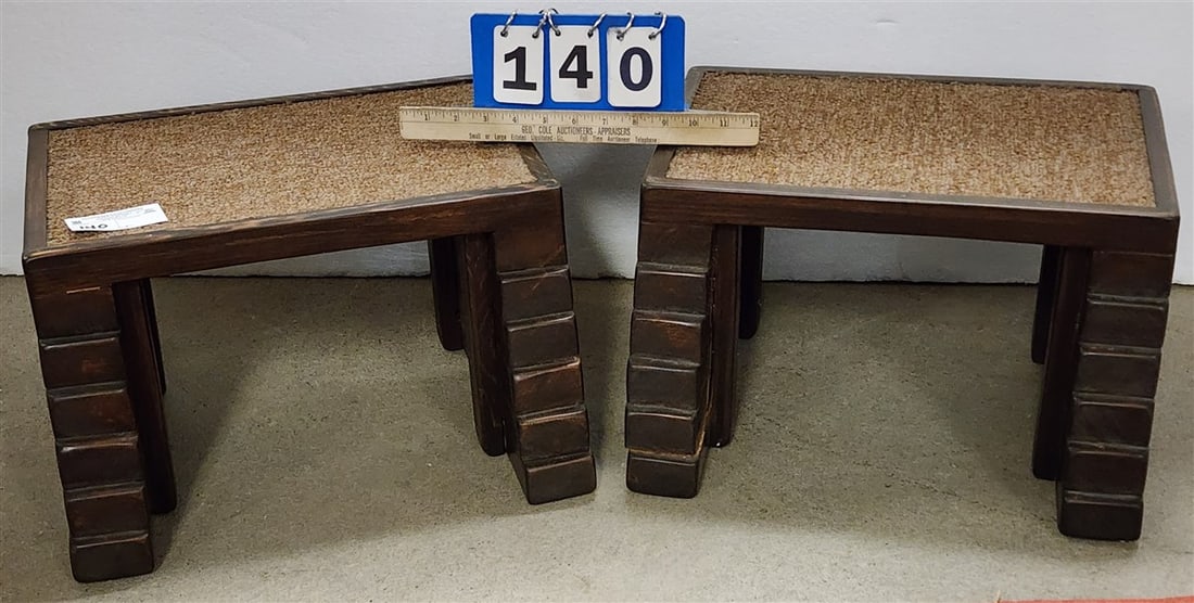 Pr Pine Stepped Stools 10 1/2"H X 16 1/2"W X 16 1/2"D (1 of 3)