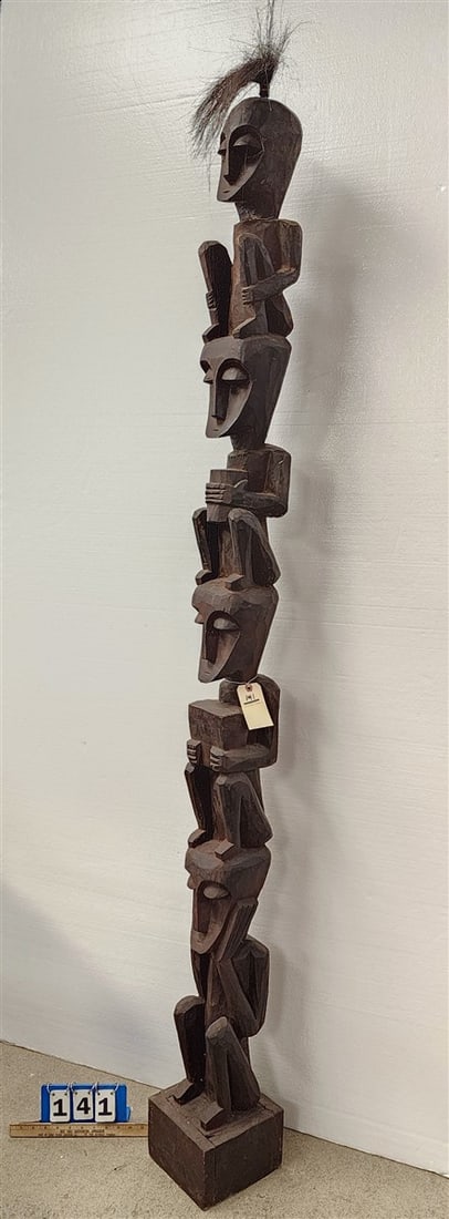 Wooden Totem Pole 6'8"H X 7 1/2"W X 7 3/4"D (1 of 3)
