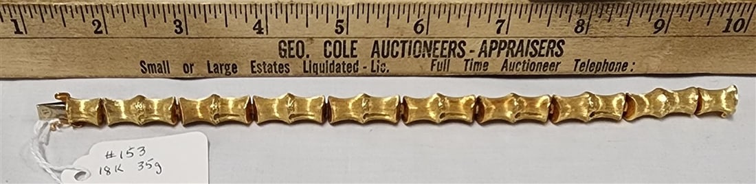 18K Bamboo Form Bracelet 35g 8 1/4" (1 of 4)